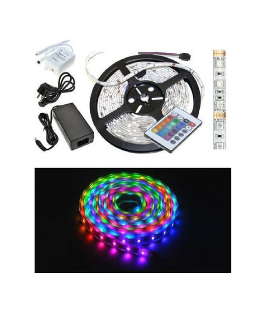 Striscia A Led Smd 5050 Rgb Ip65 5 Metri Bobina Con Alimentatore E Telecomando         