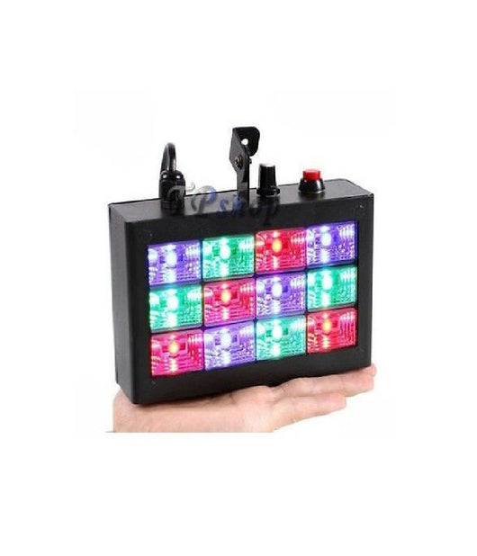 Strobo 12 Led Luce Rgb Proiettore Faro Effetto Dj Controllo Musicale Regolabile         