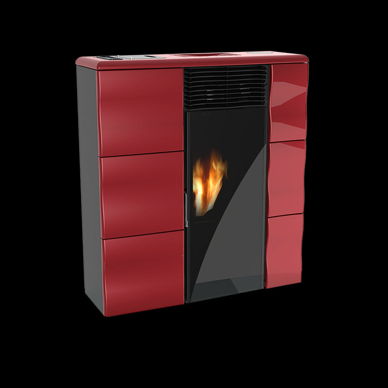 Stufa a pellet Olga 501L slim canalizzata in ceramica 11,1kw rosso Lincar