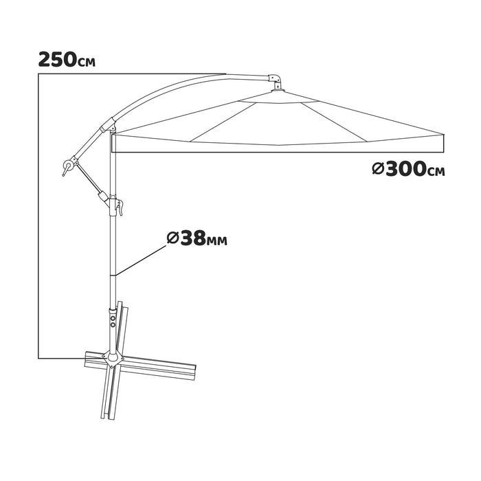 Ombrellone Retrattile 3x3 per Esterni con Braccio Laterale rotabile 360°, Struttura Inossidabile ed Ombrello in Poliestere Anti-Strappo Resistente ai Raggi UV e con feritoie di areazione. Colore Nero