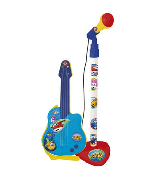 Superwings Chitarra Con Tracolla E Microfono Con Asta Giocattolo Per Bambini 3+         