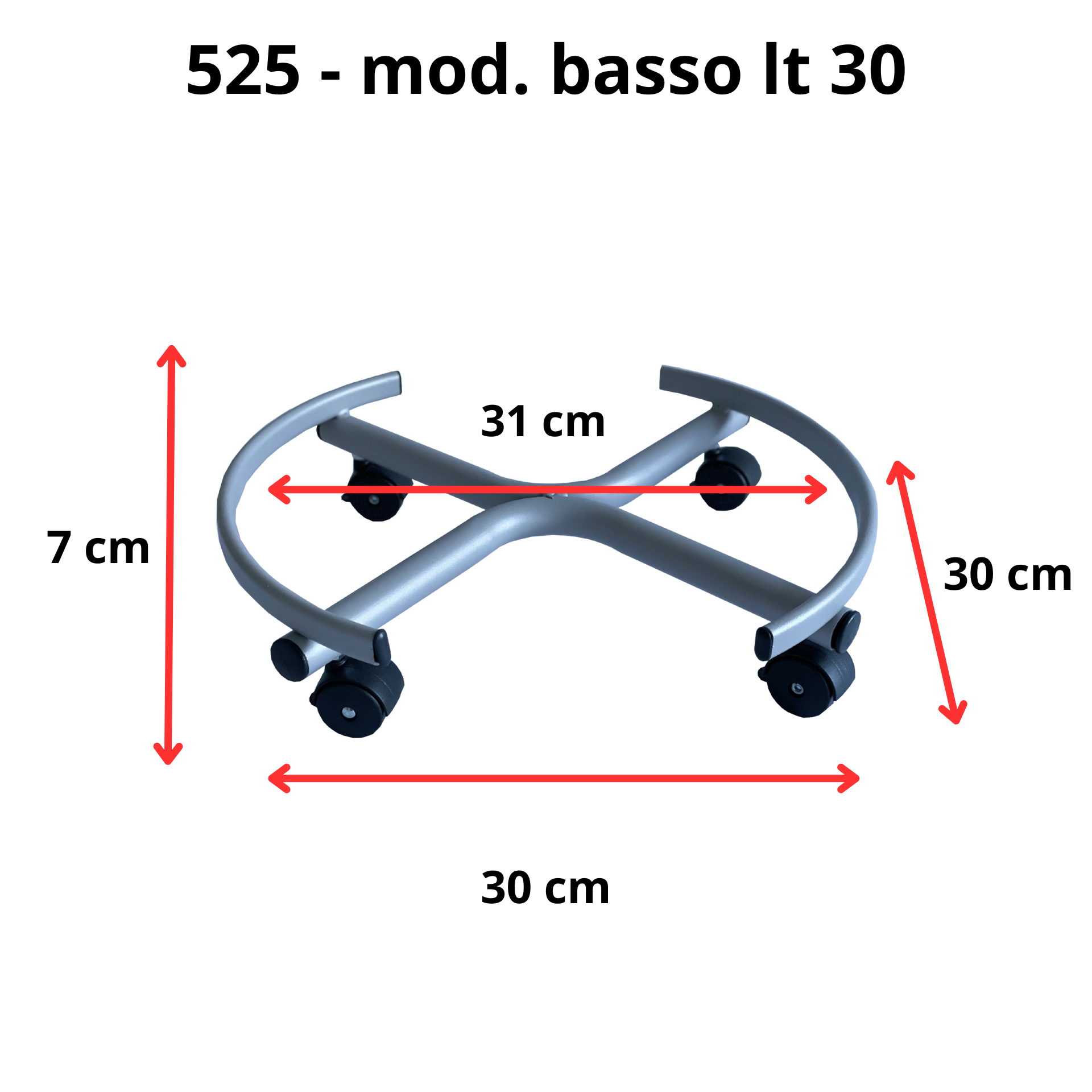 Supporto fusti e botti da 50 lt basso con ruote - SUPP525