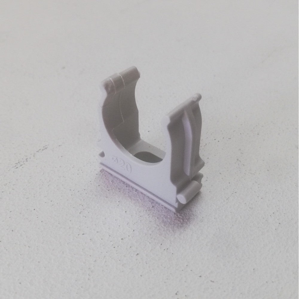 Supporto a scatto clips fissa tubo da 25mm colore grigio - 20pz