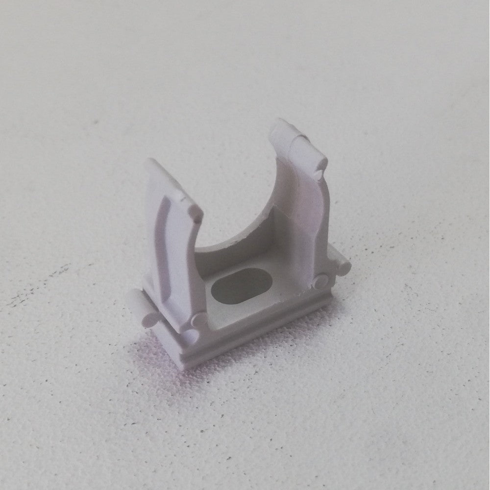 Supporto a scatto clips fissa tubo da 25mm colore grigio - 20pz