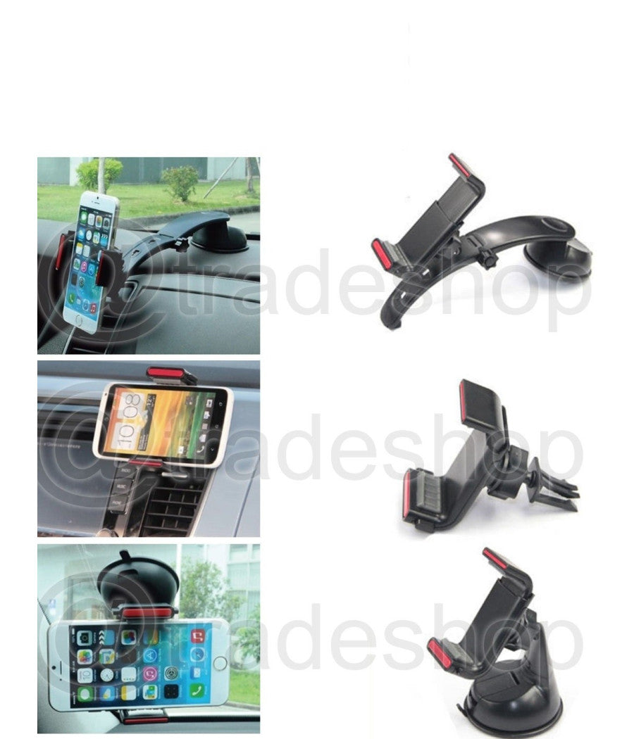 Supporto Jhd-301 Auto Universale 360 Gradi 3 In 1 Ventosa Per Smartphone         