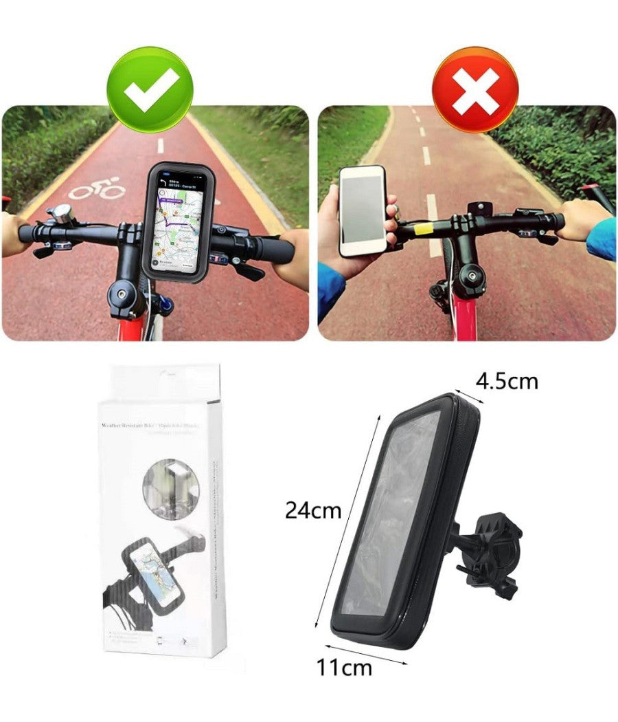 Supporto Telefono Da 6,3" Per Moto Bici Borsa Mountain Bike Impermeabile Manubrio         