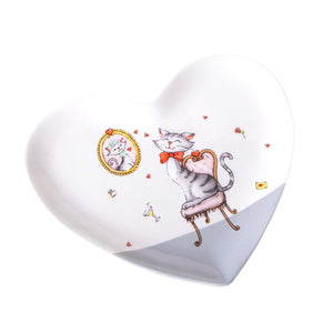 Set 4 Piatti a Forma di Cuori con Decori Larghezza 19,5 cm