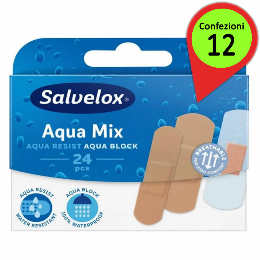 Cerotti salvelox aqua mix confezione da 288 cerotti assortiti confezioni 12