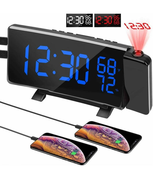 Sveglia Orologio Digitale Da Tavolo Led Curvo Proiettore Radio Fm Ygh313s         