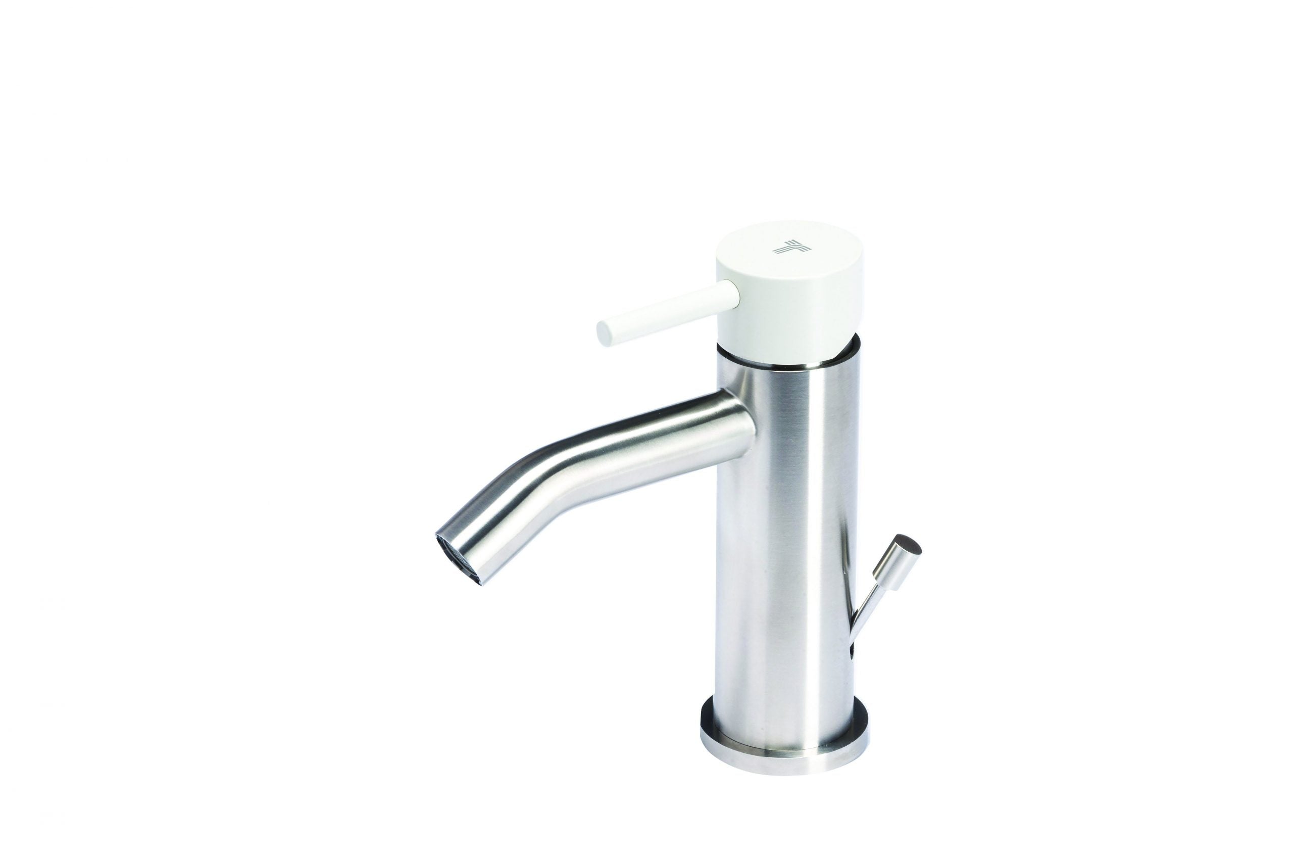 Rubinetto miscelatore per bidet in acciaio inox Tubico Colorado con scarico e maniglia colorata T20070P Perla