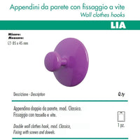 1 appendino da parete classic disco fissaggio a muro fucsia