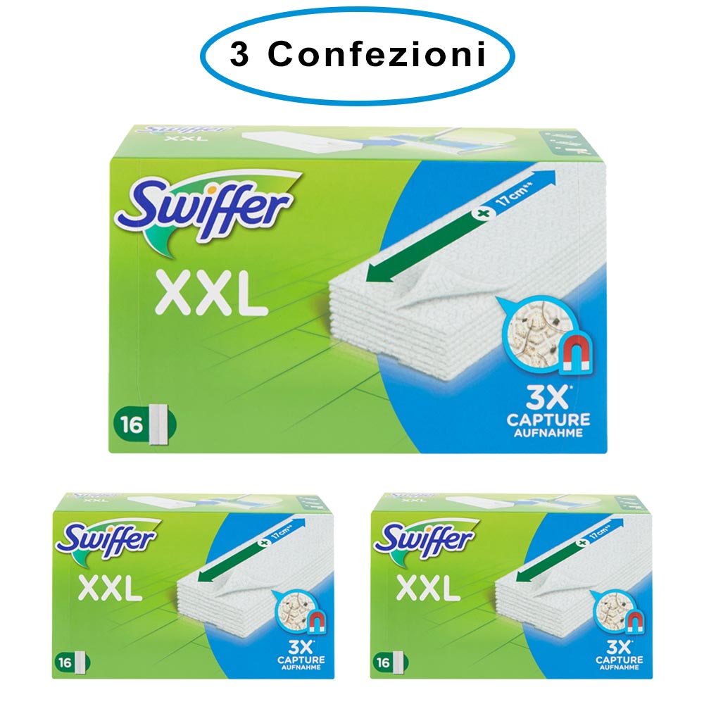 Swiffer panni di ricambio xxl cattura polvere per scopa swiffer 3 confezioni da 16 panni