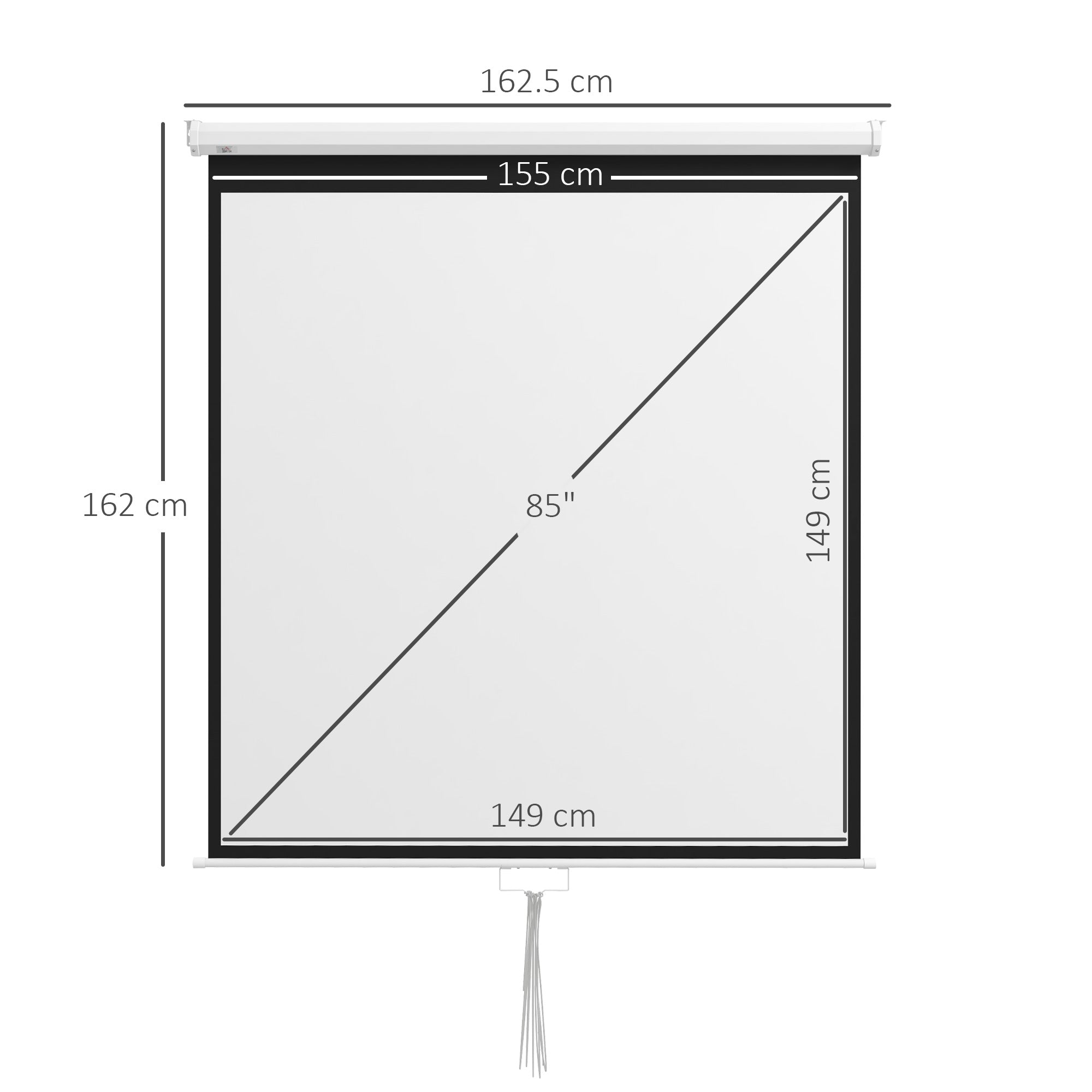 Telo Proiettore 85" con Montaggio a Soffitto e Parete Rapporto 1:1 162,5x8x162 cm Bianco