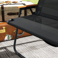 Sedia Panchina da Campeggio 2 Posti Pieghevole 108x65x73cm in Acciaio e tessuto Oxford Nero