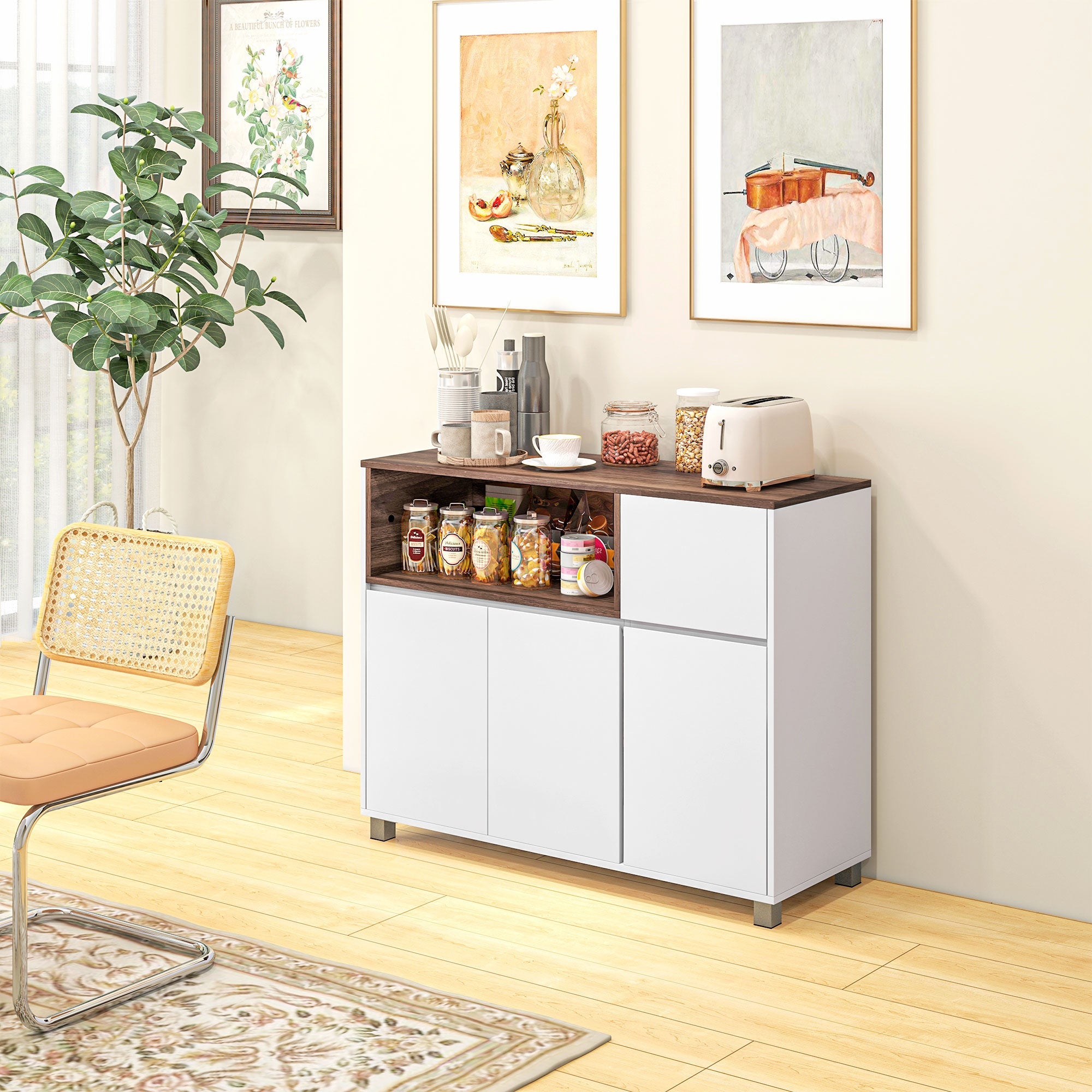 Credenza Moderna 105x39x83 cm in Legno Bianco