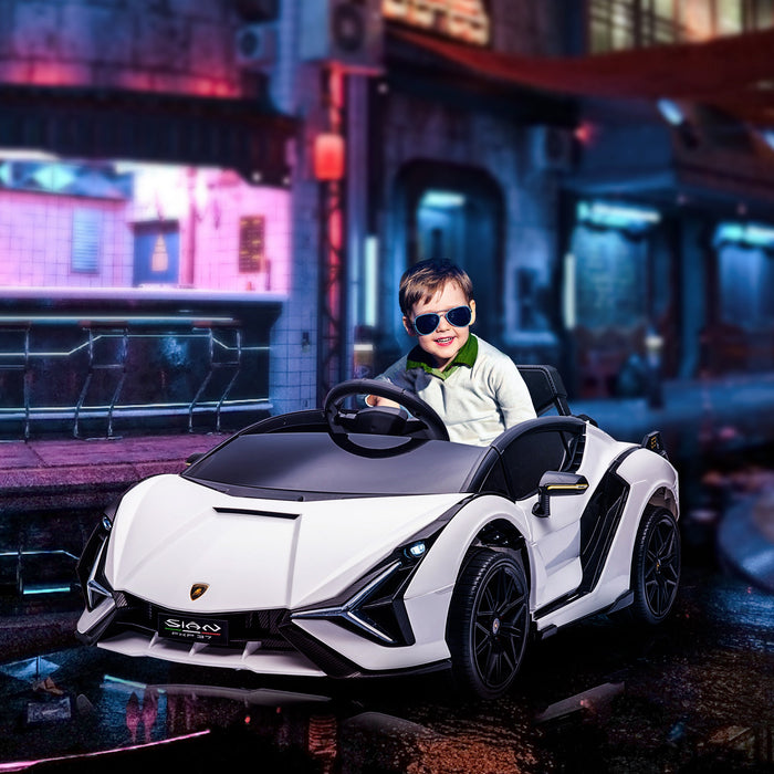 Macchina Elettrica per Bambini 12V con Licenza Lamborghini Sian FKP 37 Bianca