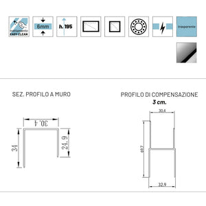 Ix box shower porta doccia scorrevole calla s116 cristallo 6 millimetri chrome *** misure 117-119xh195 cm trasparente...