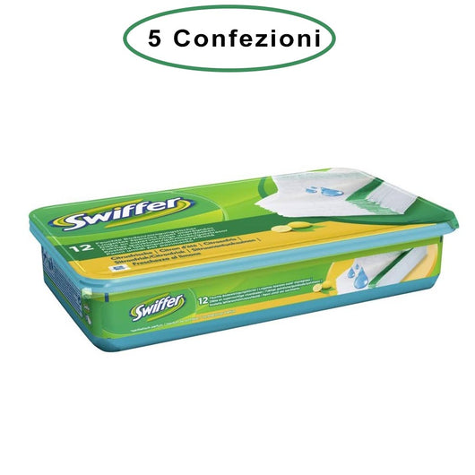 Swiffer wet panni umidi lavapavimenti per scopa al limone 5 confezioni da 12 panni