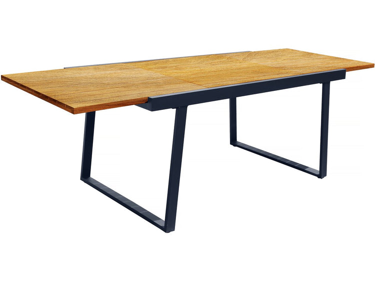 Tavolo allungabile in alluminio e legno "Iris" - 160/240 X 91 X 74 cm - Marrone