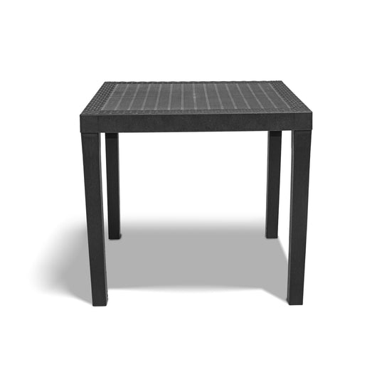 Poker - tavolo in polyrattan 78x65 cm con finitura intrecciata effetto rattan antracite