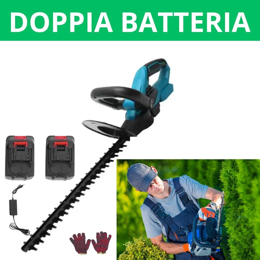 Tagliasiepi a Batteria Per Giardino, Tosasiepi Elettrico Senza Fili Con Lama  Acciaio 52Cm