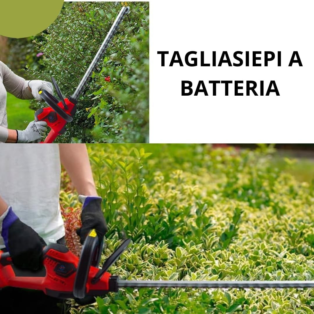 Tagliasiepi a Batteria Per Giardino, Tosasiepi Elettrico Senza Fili Con Lama In Acciaio 52Cm