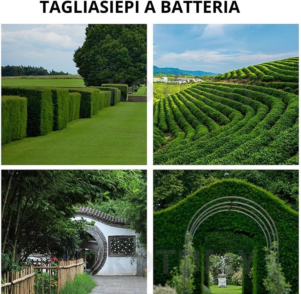 Tagliasiepi a Batteria Per Giardino, Tosasiepi Elettrico Senza Fili Con Lama In Acciaio 52Cm