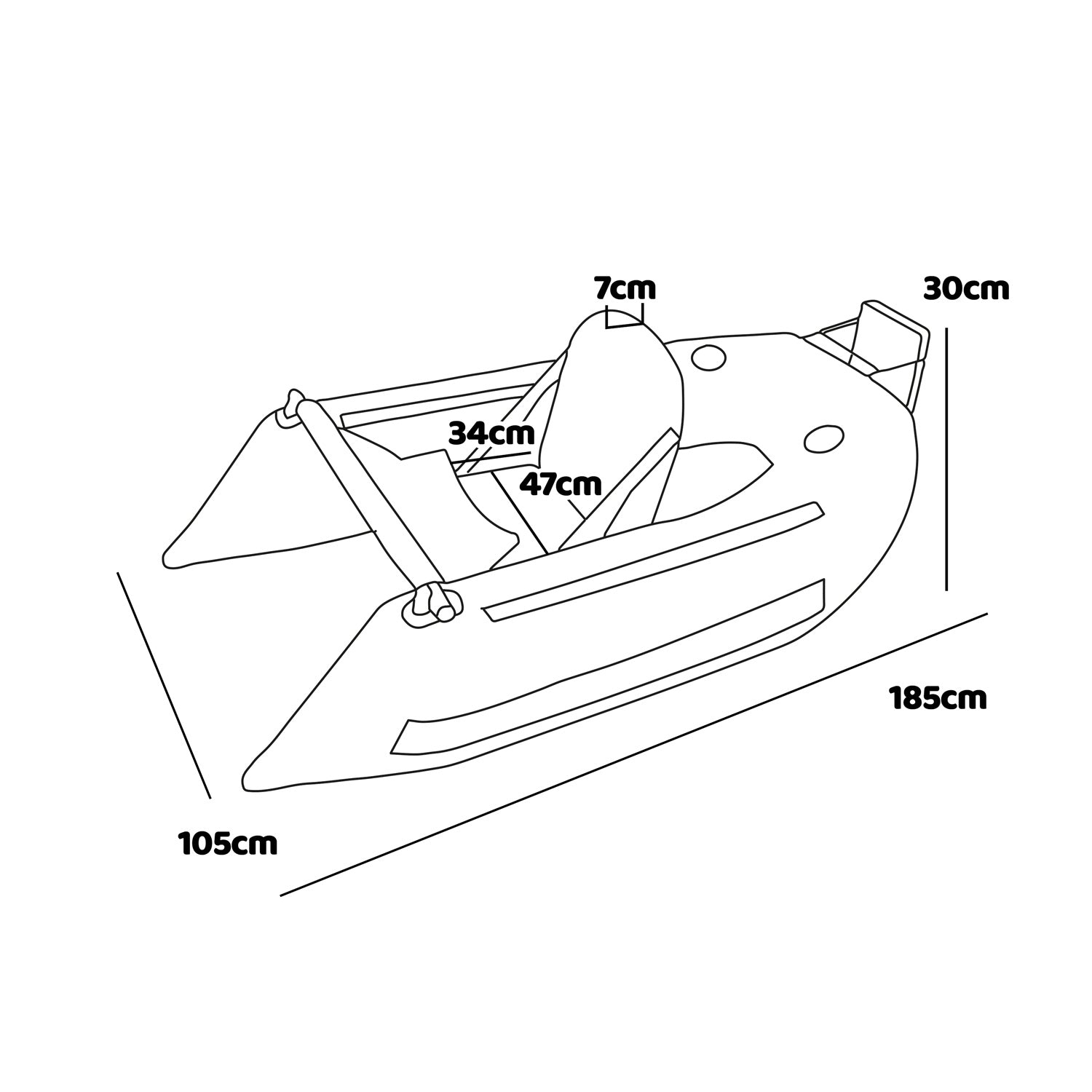 Talla - Belly boat Barca da pesca gonfiabile in PVC con doppia camera d'aria, 185 cm