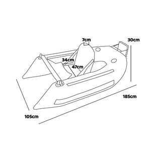 Talla - Belly boat Barca da pesca gonfiabile in PVC con doppia camera d'aria, 185 cm