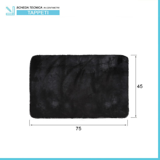 Tappeto bagno nero 45x75 cm in poliestere fondo antiscivolo