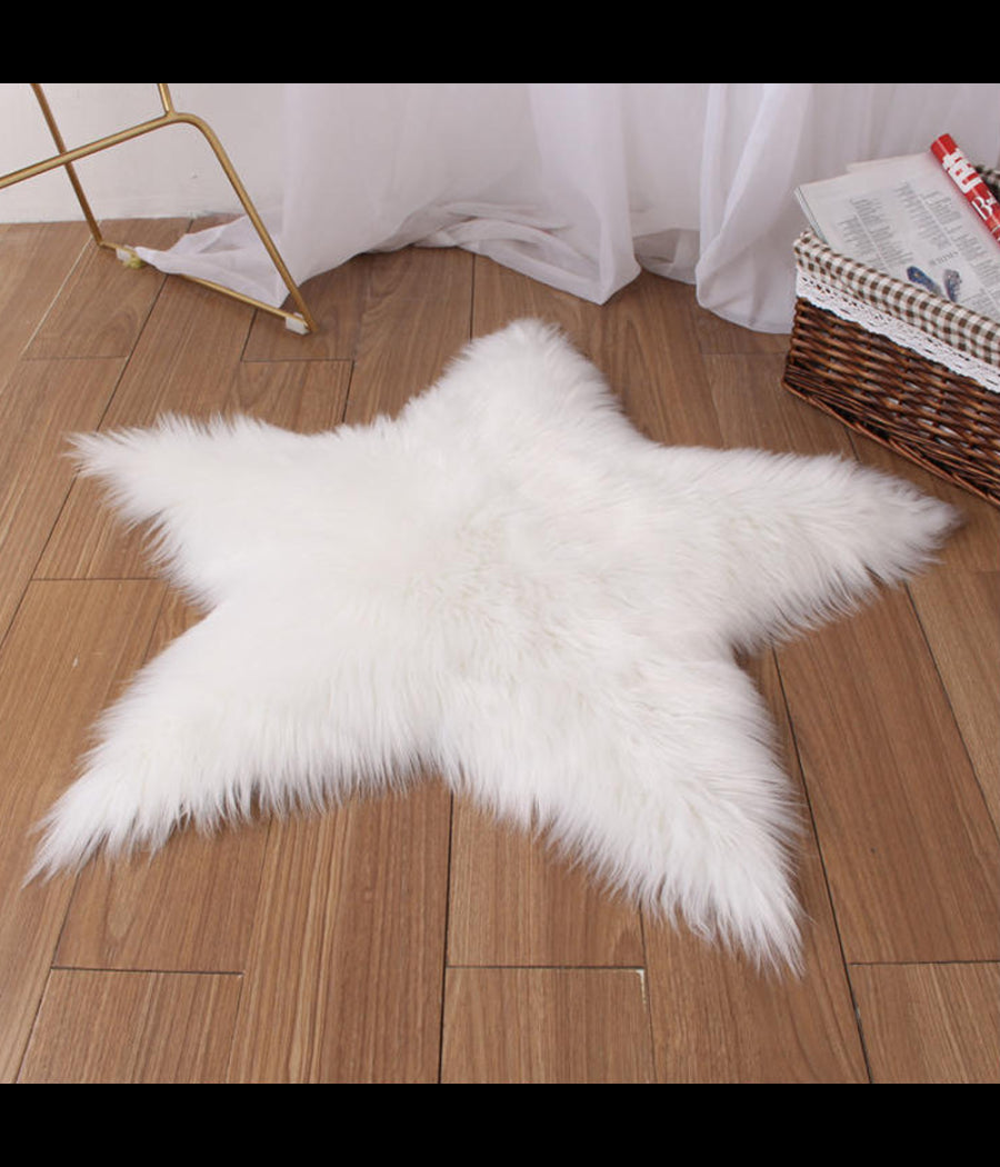 Tappeto Cute Stella Pelliccia Fluffy Vari Colori Living Stanza Da Letto 90x90 Cm         