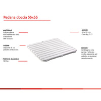 Pedana antiscivolo per doccia 55x55 cm in polipropilene con finitura bianca