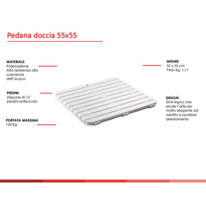 Pedana antiscivolo per doccia 55x55 cm in polipropilene con finitura bianca