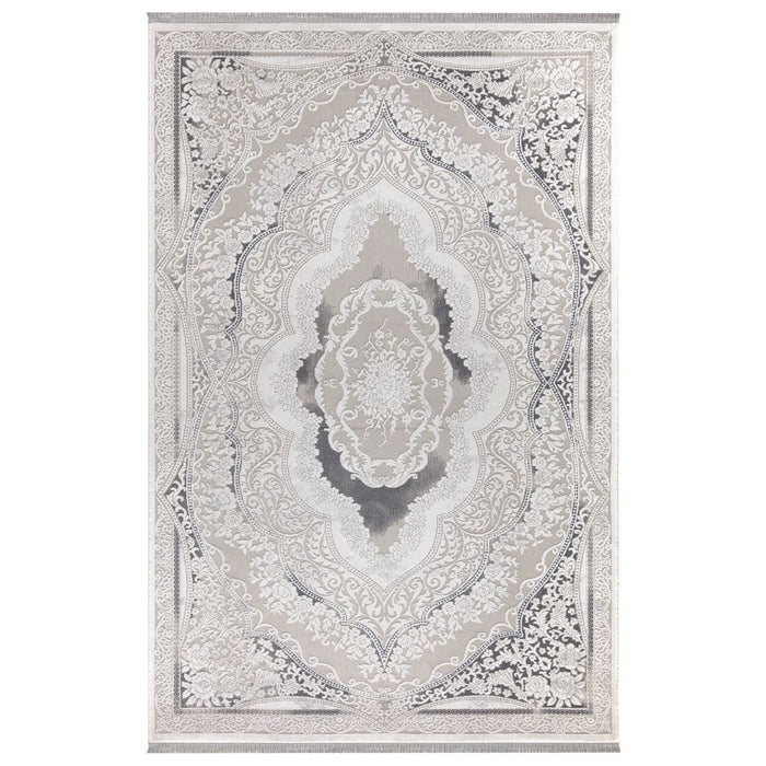 Tappeto fondo grigio e decoro orientale bianco 160x230 Asya CR60