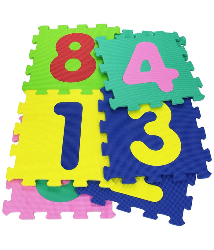 Tappeto Puzzle Bambini Morbido Pavimento 10 Mattonelle 30x30cm Quadrati E Numeri         