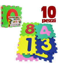 Tappeto Puzzle Bambini Morbido Pavimento 10 Mattonelle 30x30cm Quadrati E Numeri         