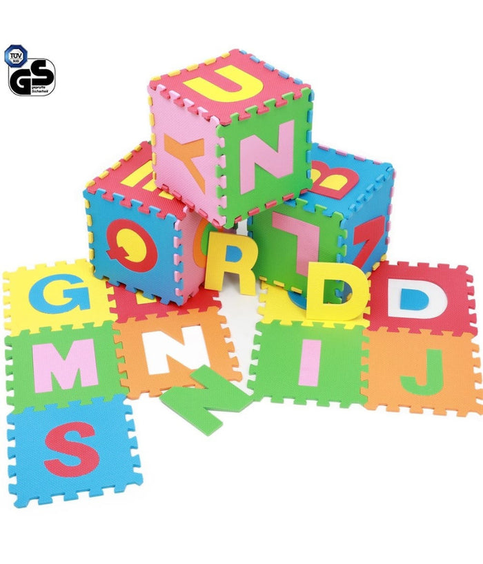 Tappeto Puzzle Per Bambini Set 36 Pezzi Gioco Tappetino Lettere Alfabeto Gomma         