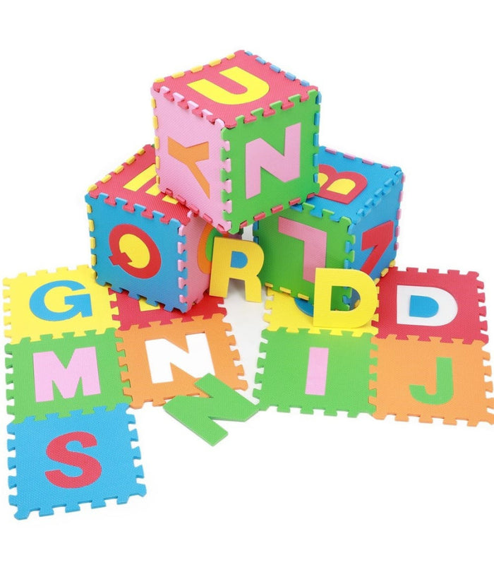 Tappeto Puzzle Per Bambini Set 60 Pz Gioco Tappetino Lettere Alfabeto Gomma         