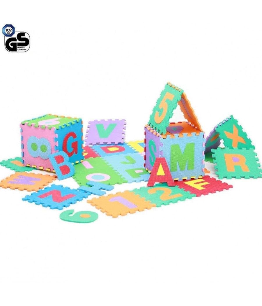 Tappeto Puzzle Per Bambini Set 9 X 9 Cm Gioco Tappetino Lettere Numeri Gomma Eva         