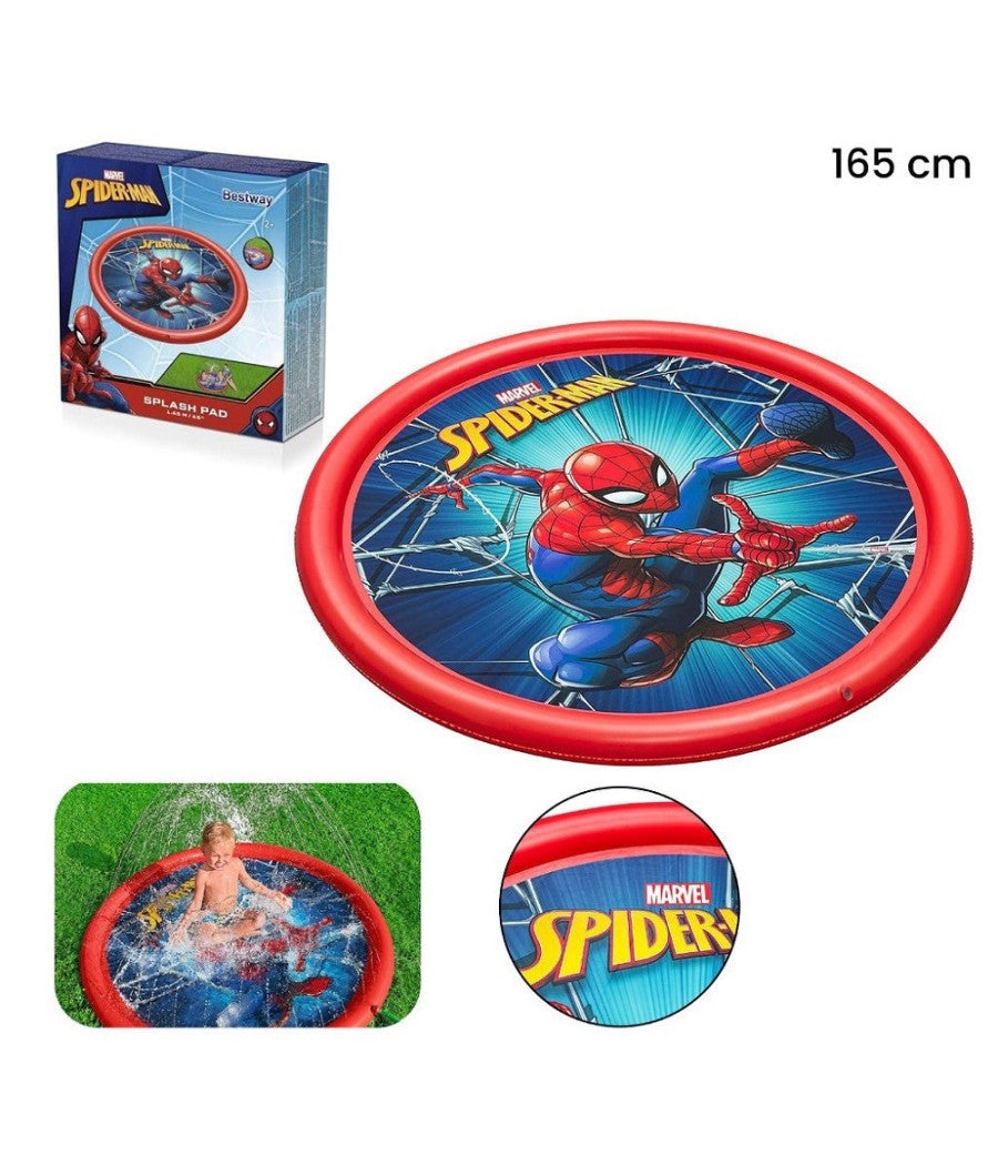 Tappeto Tappettino Spruzzi Piscina Gonfiabile Con Fontana Spider-man 165cm 98792         