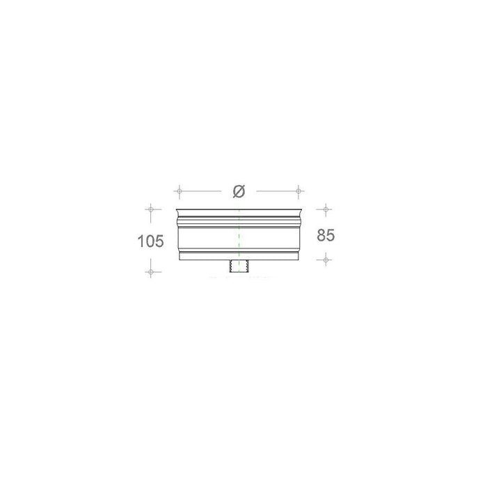 Tappo inox aisi 304 con spurgo scarico condensa, diametro 140mm