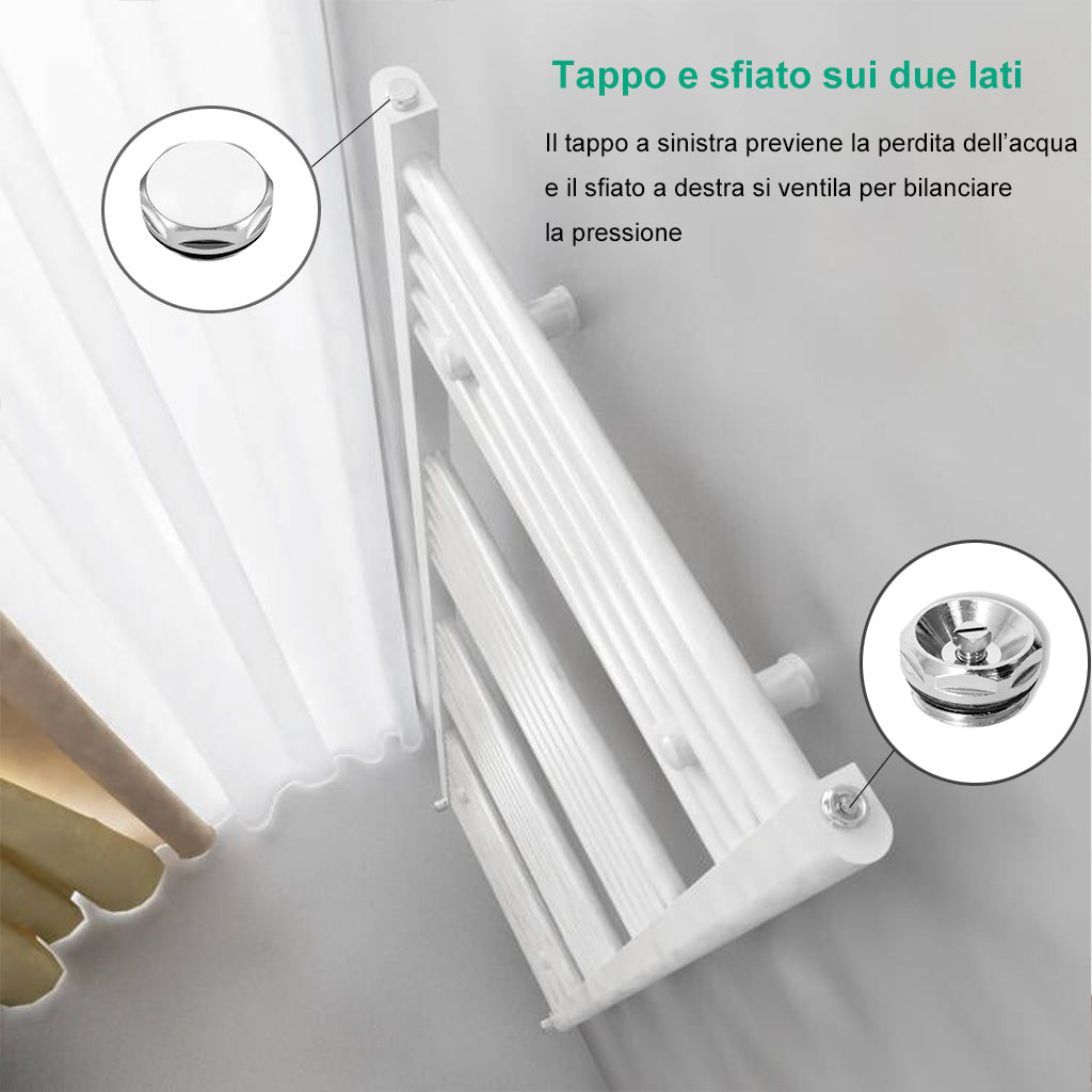 Radiatore termoarredo scaldasalviette da bagno bianco 1800x450mm interasse 40