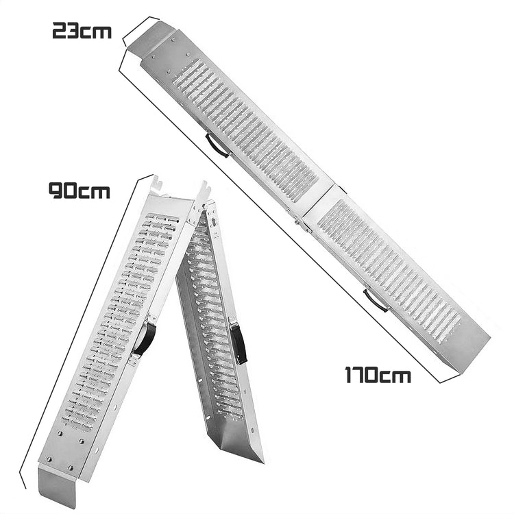 Coppia di 2 rampe da carico in alluminio con portata di 250kg/rampa e capacità cumulata di 500kg