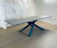 Tavolo big table fisso in rovere massello nodato finitura beton spessore 4 cm. misura l.180 p.90 h.75