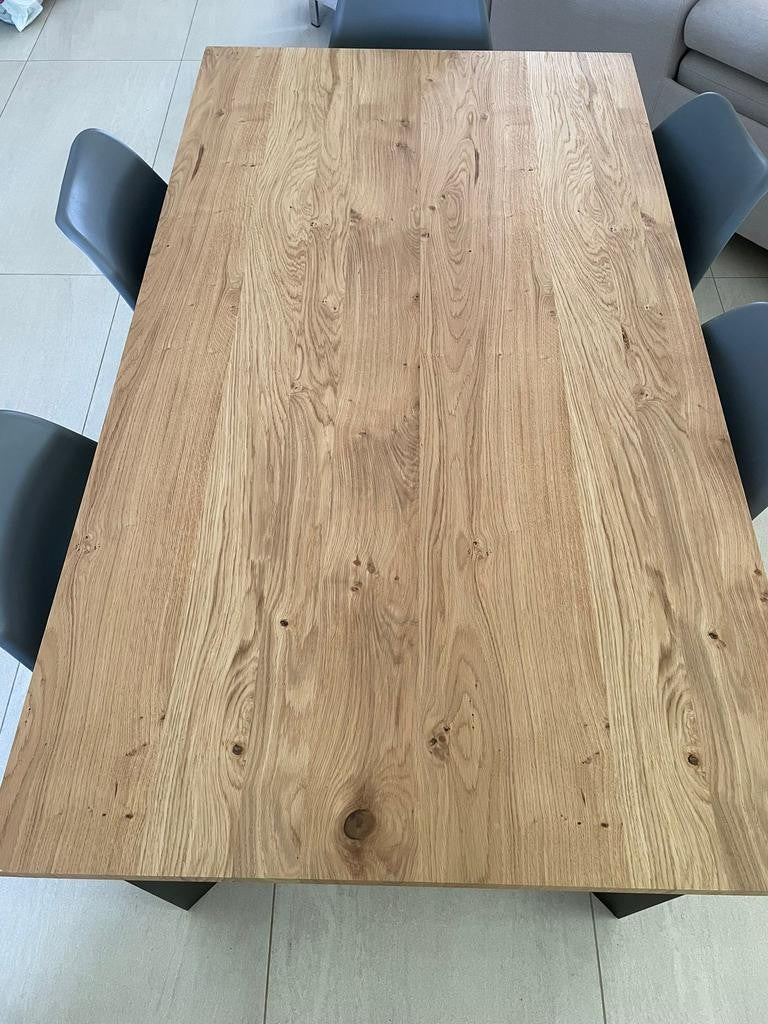 Tavolo fisso in legno rovere impiallacciato 160x90  spessore 4 cm e gambe in ferro