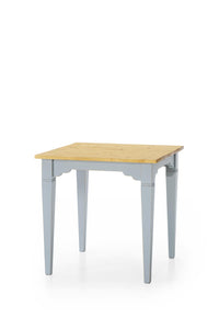 Tavolo+consolle in abete laccato azzurro consumato effetto shabby chic con piano tinta miele