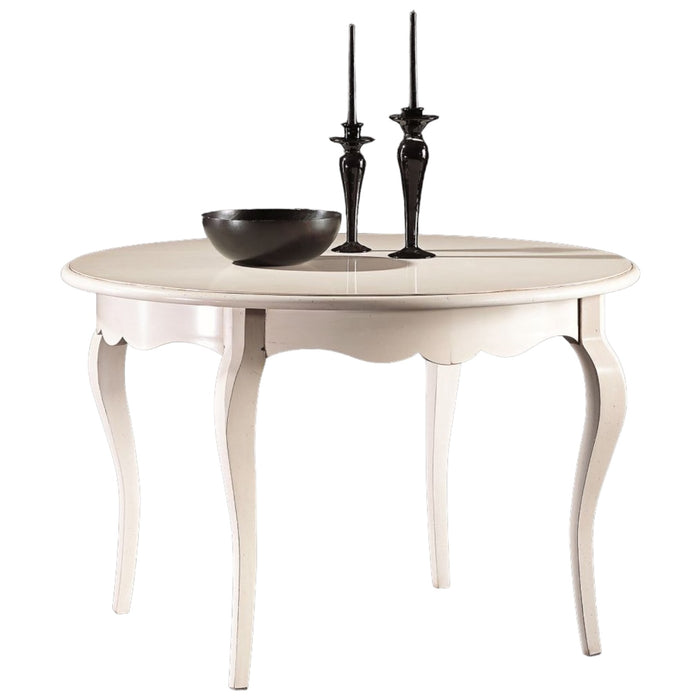 Tavolo rotondo bianco laccato shabby classico 120 h.78