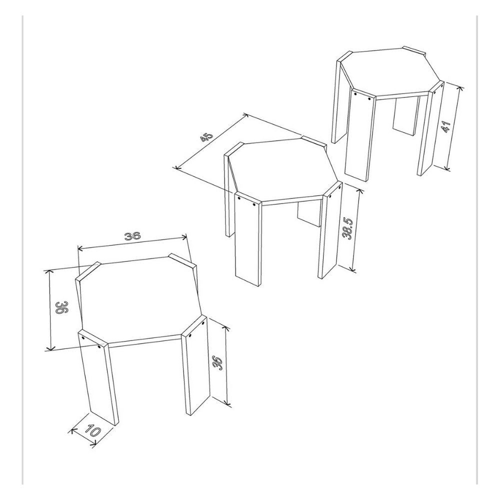 Tavolino da caffè impilabile 44,5x44,5x36 cm Nido Hansel bianco nero