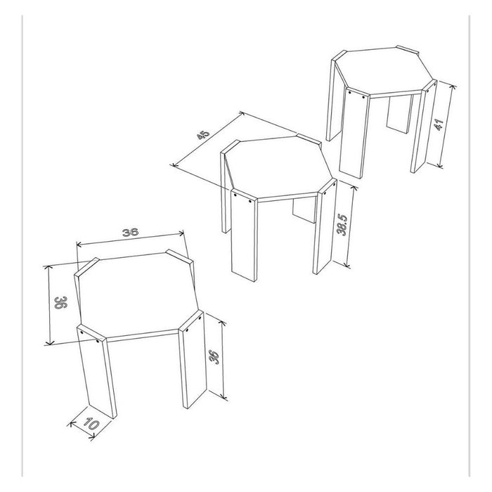 Tavolino da caffè impilabile 44,5x44,5x36 cm Nido Hansel bianco nero