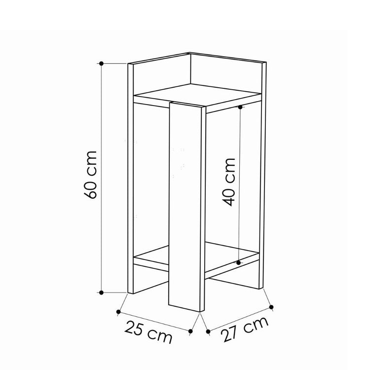 Tavolino di design bianco Elos 25x27x60h destro